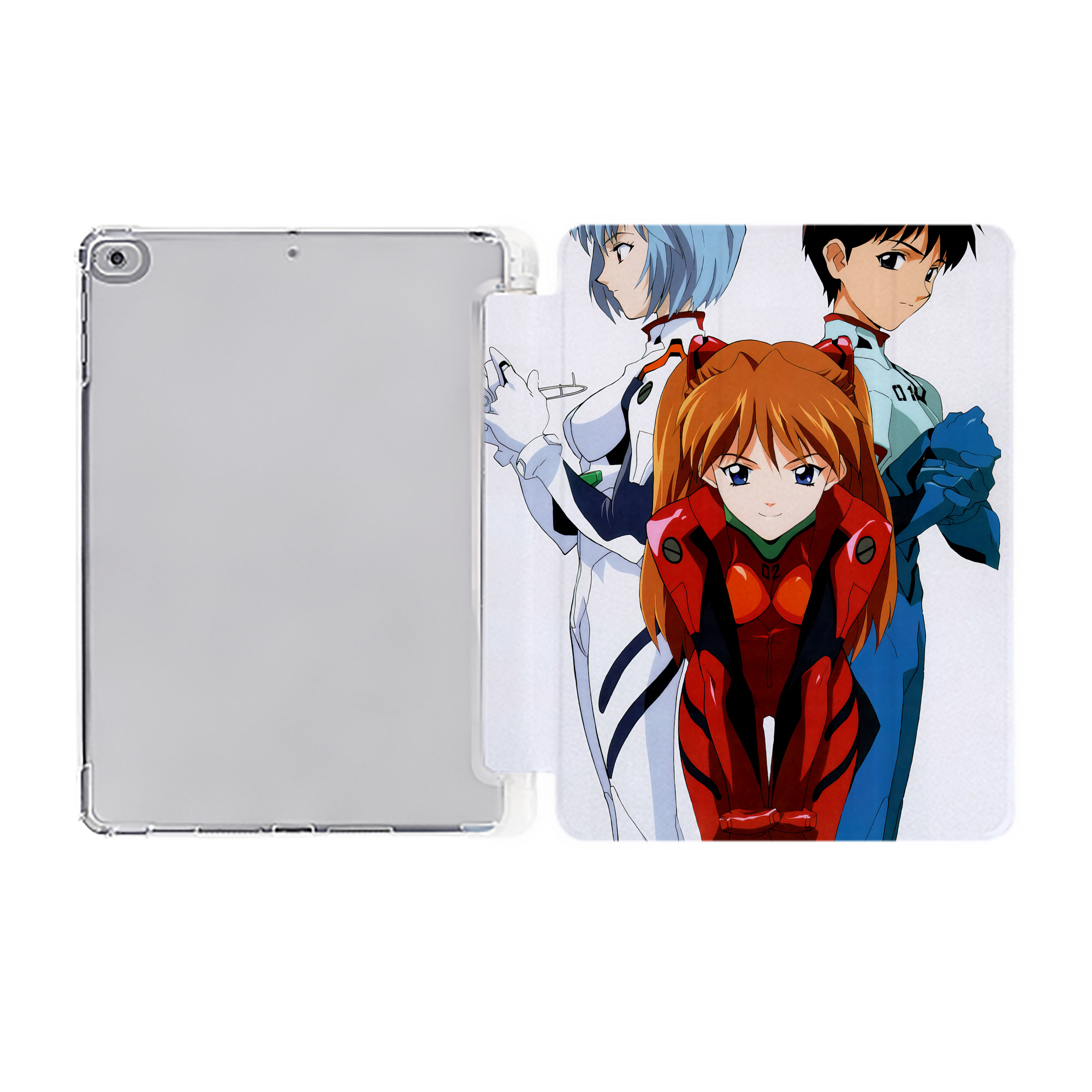 （画像用） EVA 新世紀エヴァンゲリオン IPad ケース ペン収納付き 三つ折りスタンド PUレザー×シリコン 対応機種9.5/10.5/10.9インチ